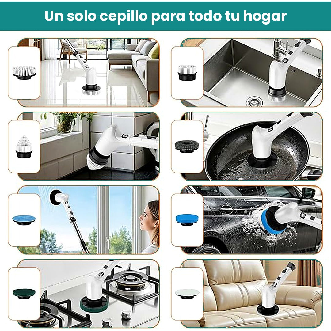 Usos del cepillo eléctrico en baño, cocina, vidrios y auto