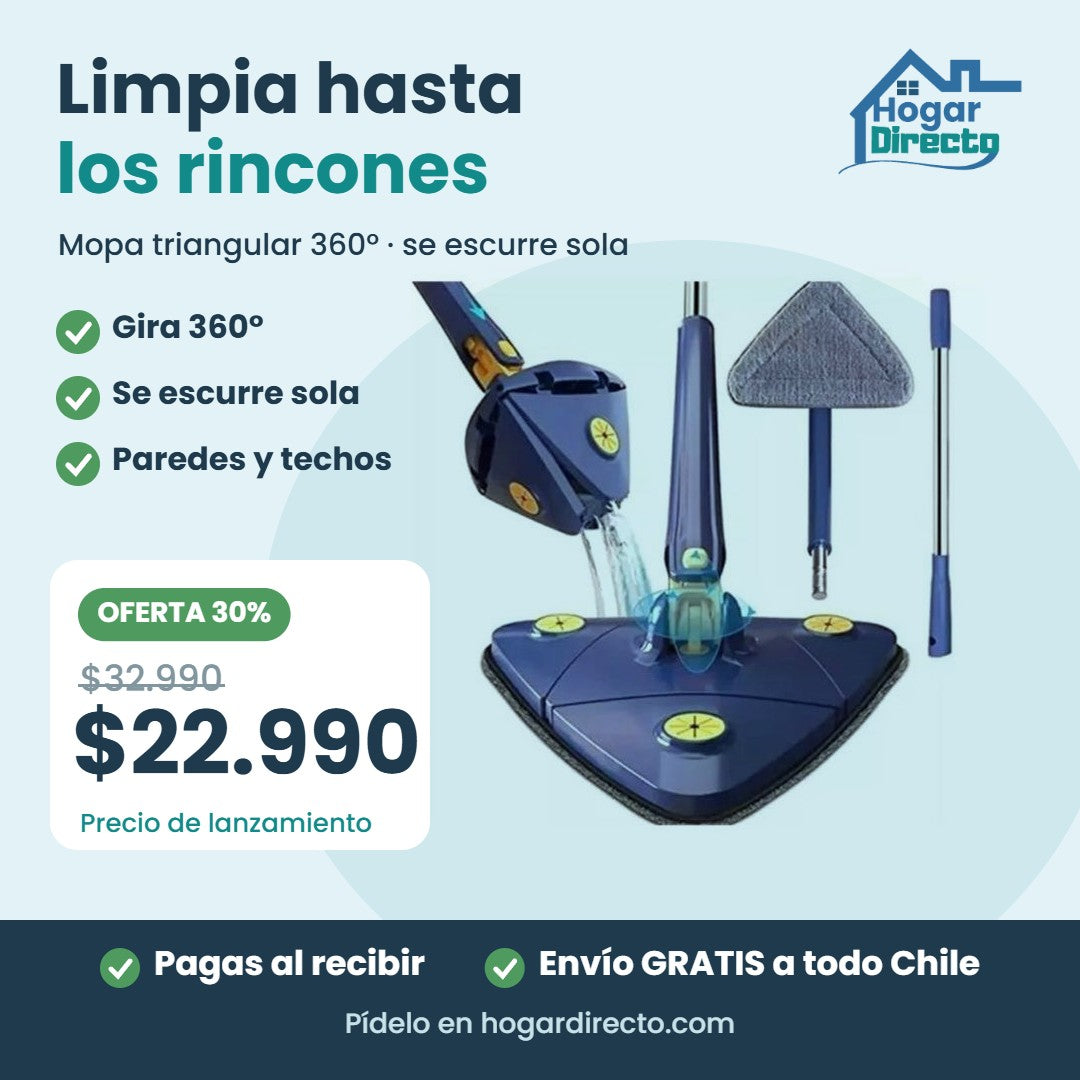 Mopa triangular 360 con escurrido automático, precio de lanzamiento $22.990